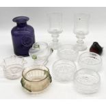 A collection of art glass including Littala goblets and four bowls