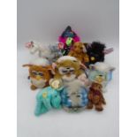A small collection Furby Babies included Gizmo, along with a few Ty Beanies and Charlie Bears "Bag