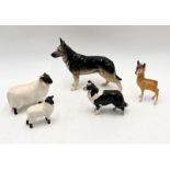 A collection of Beswick figures comprising of Black Faced Ram, Chamois Reindeer, Alsatian "Ulrica of