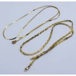 Two 9ct gold Italian necklaces, total weight 5.8g