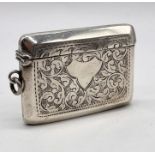 A hallmarked silver vesta case, Birmingham 1922