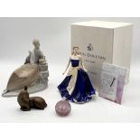 A collection of ceramics including boxed Royal Doulton Olivia, Nao seated lady, Coalport Serenity