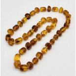An amber necklace, weight 98.5g
