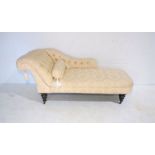 A Victorian button-back chaise longue, approximate length 191cm.