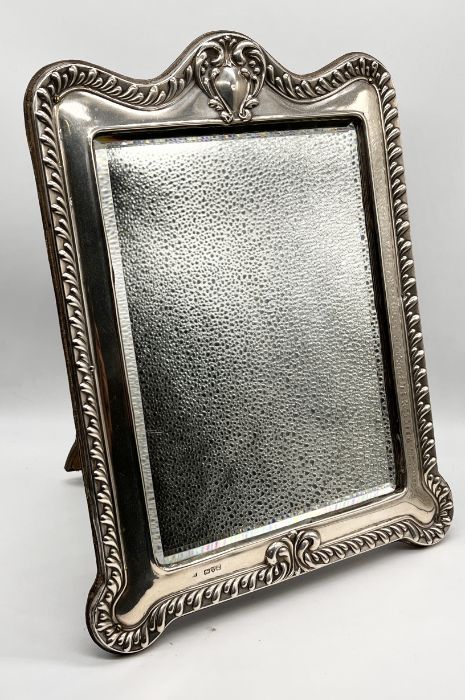 A freestanding hallmarked silver dressing table mirror, Chester 1909