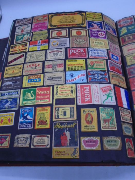 A large collection of vintage matchbox covers, an album and a box of loose. - Image 33 of 46