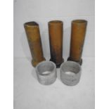 Three matching clay drainage pipes (height 68cm), along with two others