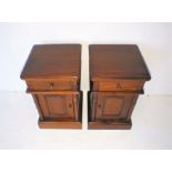 A pair of Victorian style mahogany bedside cabinets, marked 'Cachet'.