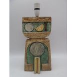 A Troika Pottery double bass lamp base signed Jane Fitzgerald, height excluding lamp fittings 35.5cm