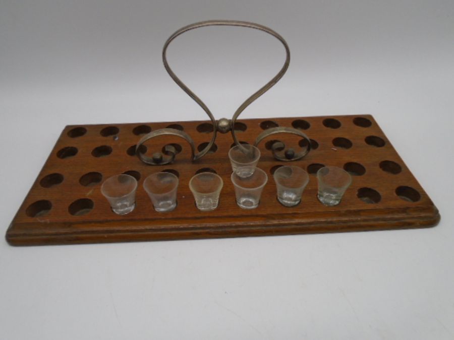 A complete vintage oak Ecclesiastical communion glasses set along with one other (incomplete) - Image 5 of 5