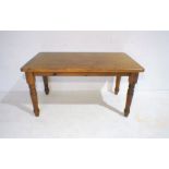 A pine farmhouse table, length 151cm, width 85cm, 77cm.