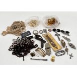 A collection of costume jewellery, buckles etc.