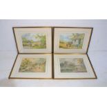 Four framed watercolours signed by Sidney Watts, depicting rural scenes, one A/F.