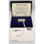 A Danbury Mint Ltd edition Sterling silver Concorde inaugural flight commemorative ingot, signed