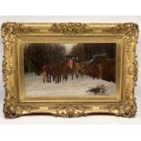 George Wright (1860-1942) "The Elopement" oil on canvas in large gilt frame signed to lower right