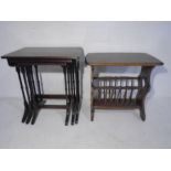 An Ercol coffee table/magazine rack plus a nest of three tables.