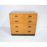 An Art Deco birdseye maple chest of four drawers by Hobbs & Co, London, length 84cm, depth 47cm,