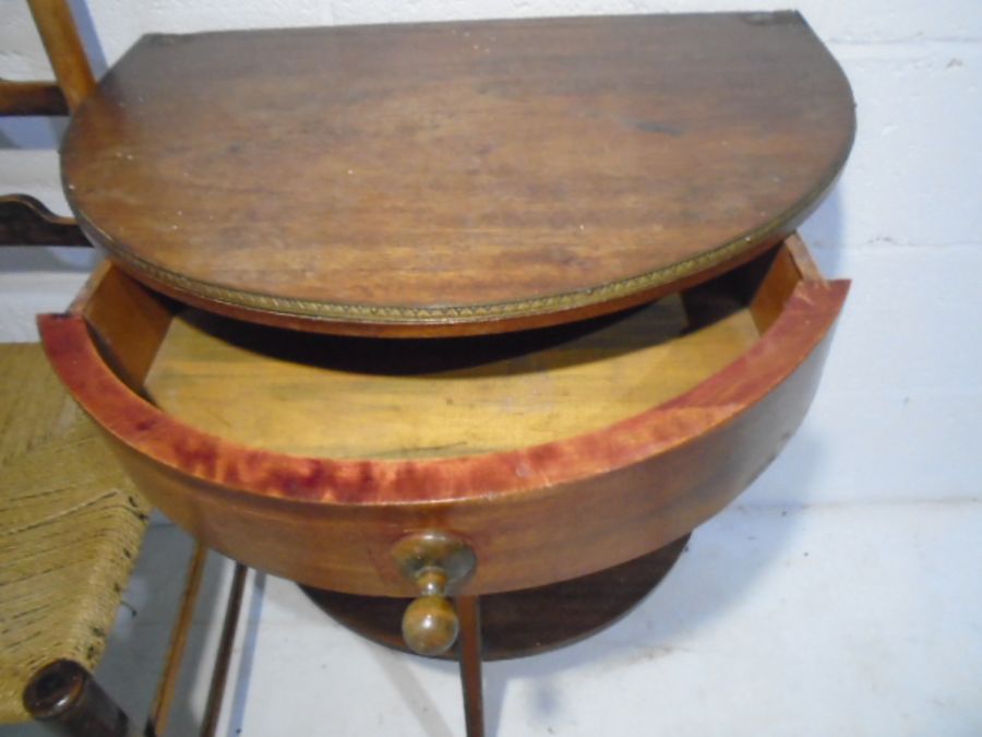 A vintage demi-lune table plus a ladder-back chair and a stool., - Image 9 of 10