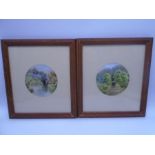 A pair of unsigned framed watercolours of river scenes.