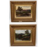 A pair of oil on board landscape scenes signed C.Morris - likely Charles Greville Morris (British
