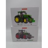 Two boxed Wiking die-cast tractors including a John Deere 6250R & Fendt 92 Vario (both 1:32 Scale)