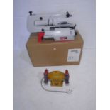 A boxed Axminster Craft scroll saw (AC405SS), along with Femi Super Johnny grinder
