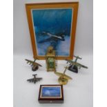 A collection of four Lancaster Bombers model planes, along with an Avro Lancaster "Heroes of the