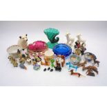 A collection of miniature glass and ceramics including Royal Worcester, glass animals etc.