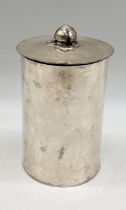 A hammered Arts & Crafts SCM lidded cannister with makers mark for William Henry Creswick - Height