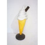 A shop display advertising model of an ice cream - some damage to base, approximately 130cm tall.