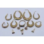 A small collection of scrap 9ct gold including earrings, ring etc. total weight 6.8g