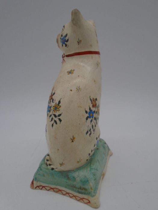 A 19th Century Staffordshire figure of a seated cat on a cushion, height 18.5cm - Image 4 of 6