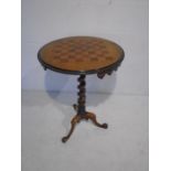 A Victorian games table with barley twist column - A/F