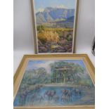 Two oil paintings of African scenes. "Treetops, Kenya" by G. Dawson (R.C.A. - F.R.S.A.) The second