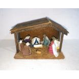 A large hand carved nativity set, A/F.