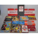 A collection of vintage board games including Waddingtons Cluedo, Monopoly, Lotto, Draughts, Meccano