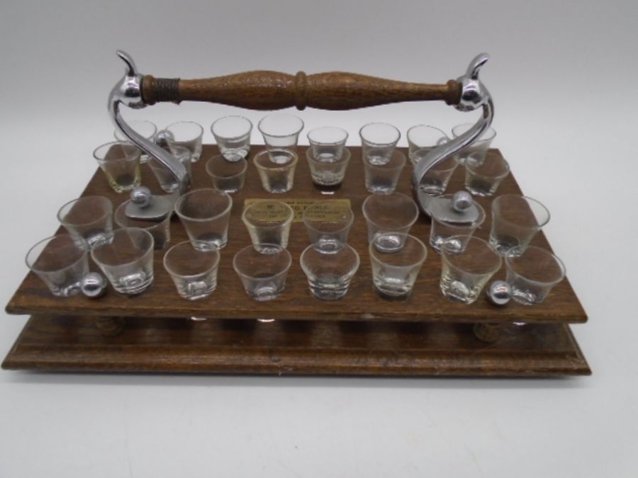 A complete vintage oak Ecclesiastical communion glasses set along with one other (incomplete) - Image 2 of 5