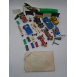 A small collection of vintage Scalextric cars and accessories etc