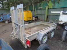 INDESPENSION 8FT X 4FT MINI EXCAVATOR TRAILER WITH DROP REAR RAMP. RING HITCH FITTED.