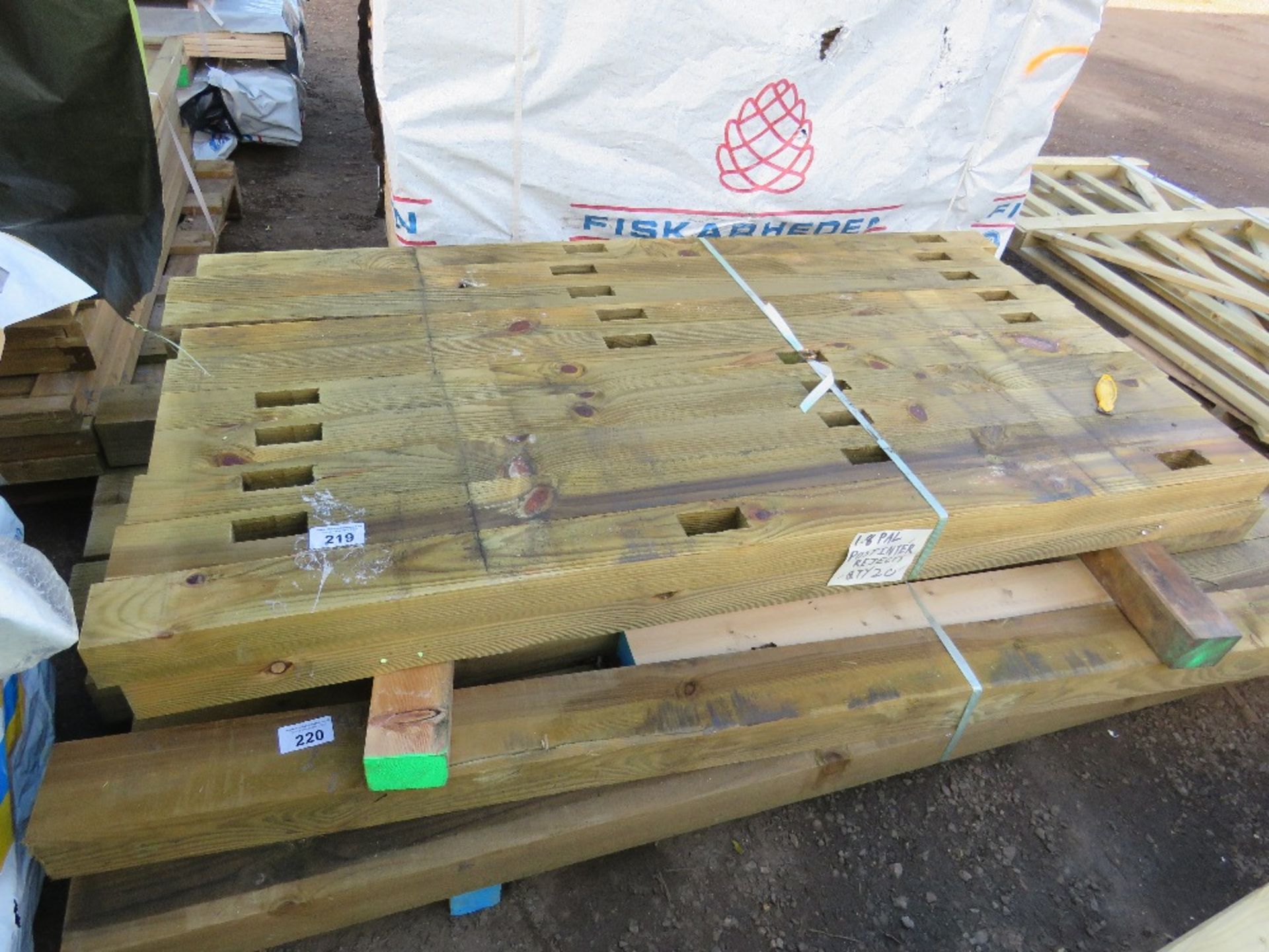 20 X TREATED NOTCHED FENCE POSTS, 1.8M X 100MM X 70MM APPROX.