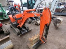 KUBOTA U10-3 MICRO EXCAVATOR WITH 2 X BUCKETS, 3755 REC HOURS. SN:13322. DIRECT FROM LOCAL COMPANY.