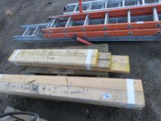 PALLET CONTAINING 14 PIECES OF 4" X 2" TIMBER 1.35-1.8M APPROX. THIS LOT IS SOLD UNDER THE AUCTIONEE