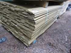 LARGE PACK OF PRESSURE TREATED SHIPLAP TIMBER FENCE CLADDING BOARDS. SIZE: 1.74M LENGTH X 100MM