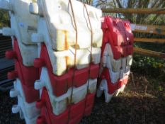 36 X HOG 600 PLASTIC WATER FILLED BARRIERS, UNUSED, SHOP SOILED. PACKED AS 2 PACKS OF 18NO.