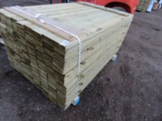 LARGE PACK OF TRETED FEATHER EDGE FENCING BOARDS, 1.5M LENGTH X 100MM WIDTH APPROX.