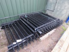 STACK OF BLACK STEEL ORNAMENTAL FENCING, 1.5M HEIGHT, UNUSED. 18M LENGTH APPROX WITH 2 X GATES@1.5M