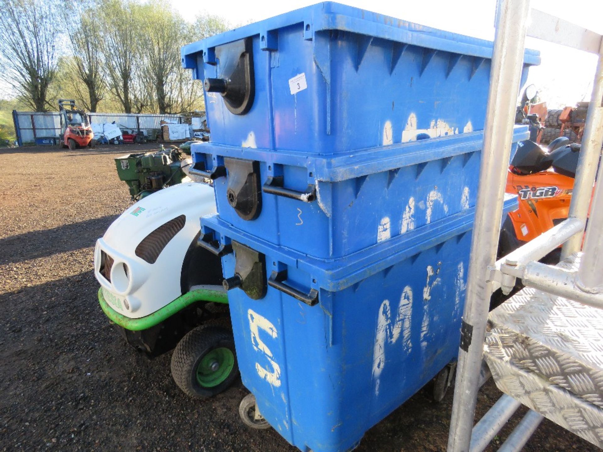 3 X WHEELED RUBBISH BINS.