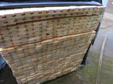 LARGE PACK OF UNTREATED H PROFILED TIMBER POSTS. SIZE: 1.56M LENGTH X 55MM WIDTH X 35MM DEPT