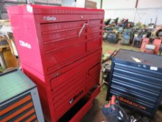 BETA LARGE 2 SECTION MULTI DRAWER WORKSHOP CABINET WITH WHEELS AND A KEY.