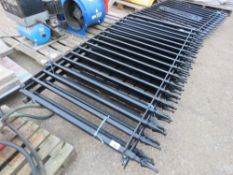 STEEL RAILINGS, 5NO IN TOTAL, 2M WIDE X 1.19M HEIGHT APPROX. DECORATIVE TOPS, HEAVY DUTY.THIS LOT IS
